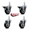 Service Caster 3.5'' Black Polyurethane Wheel Swivel 7/8'' Square Stem Caster Set 2 Brake, 4PK SCC-SQ20S3514-PPUB-BLK-PLB-78-2-S-2 - alternate 5